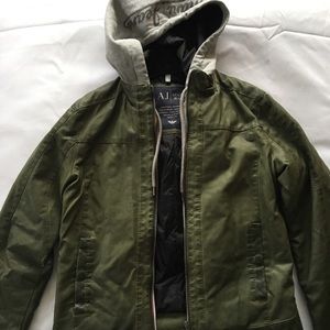 Armani Jeans leather jacket removable sweatshirt